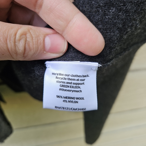 Eileen Fisher dark olive merino wool button front jacket large - Picture 7 of 9